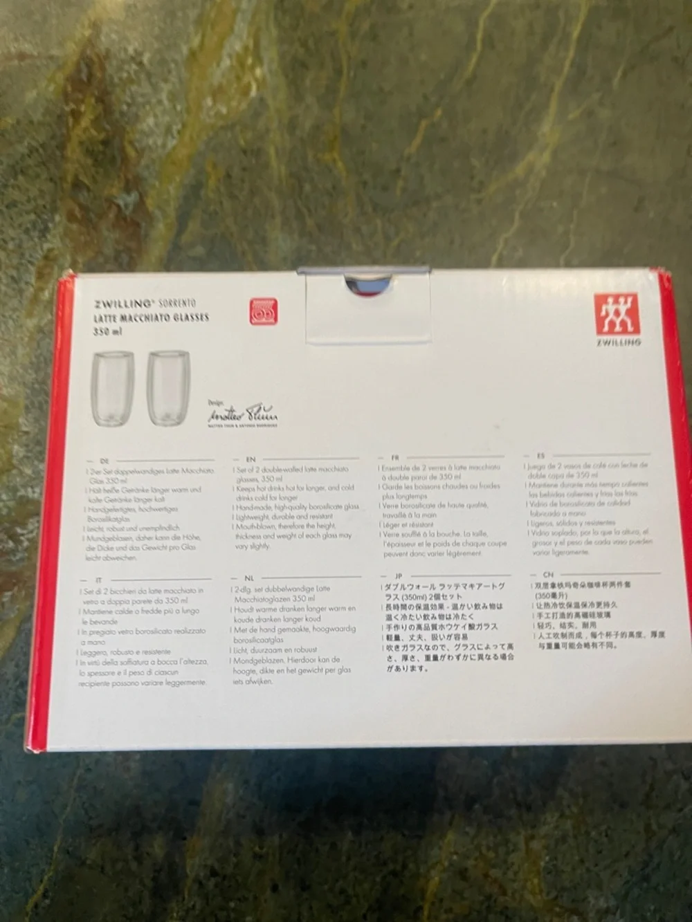 ZWILLING Sorrento Latte Macchiato Glasses - Clear with Red Accents - Picture 2 of 4